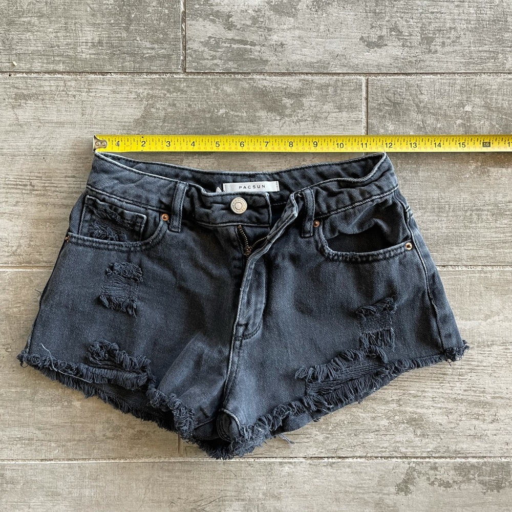 Pacsun high rise festival black denim shorts